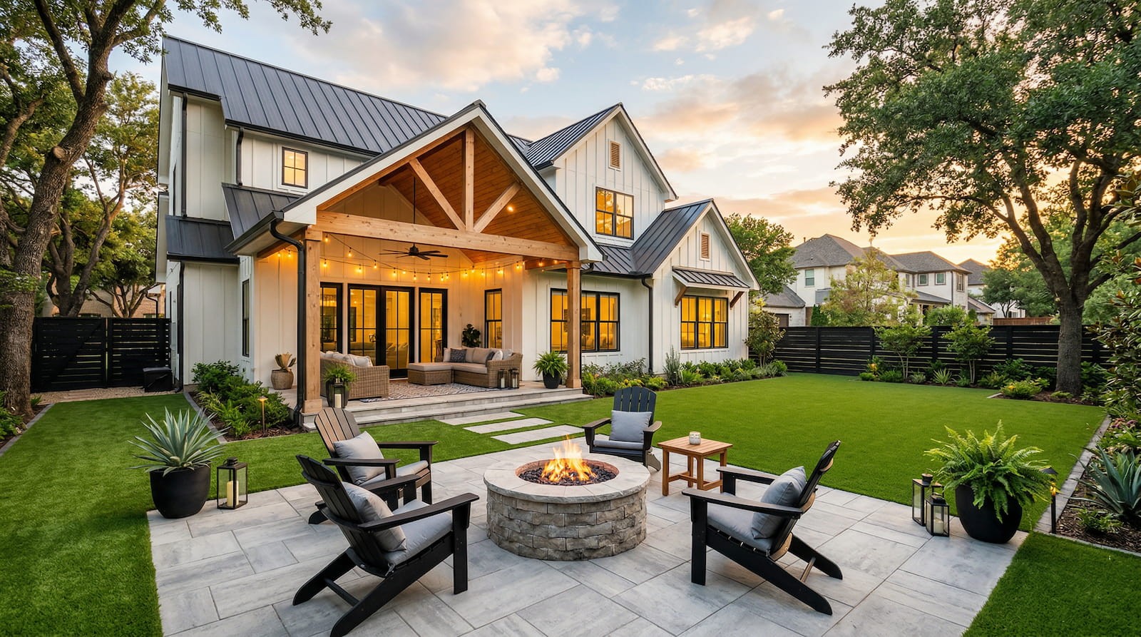 Turf and pavers combo installation in DFW backyard by Truhaven Outdoor Living